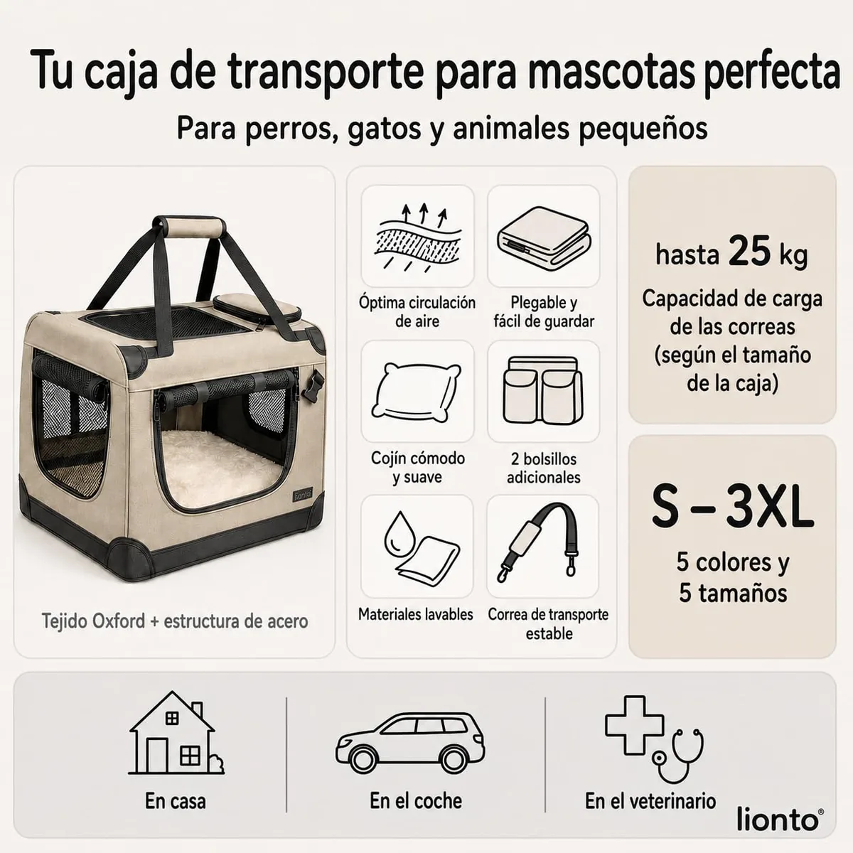 lionto Transportín plegable con estructura de acero (S) — imagen 7