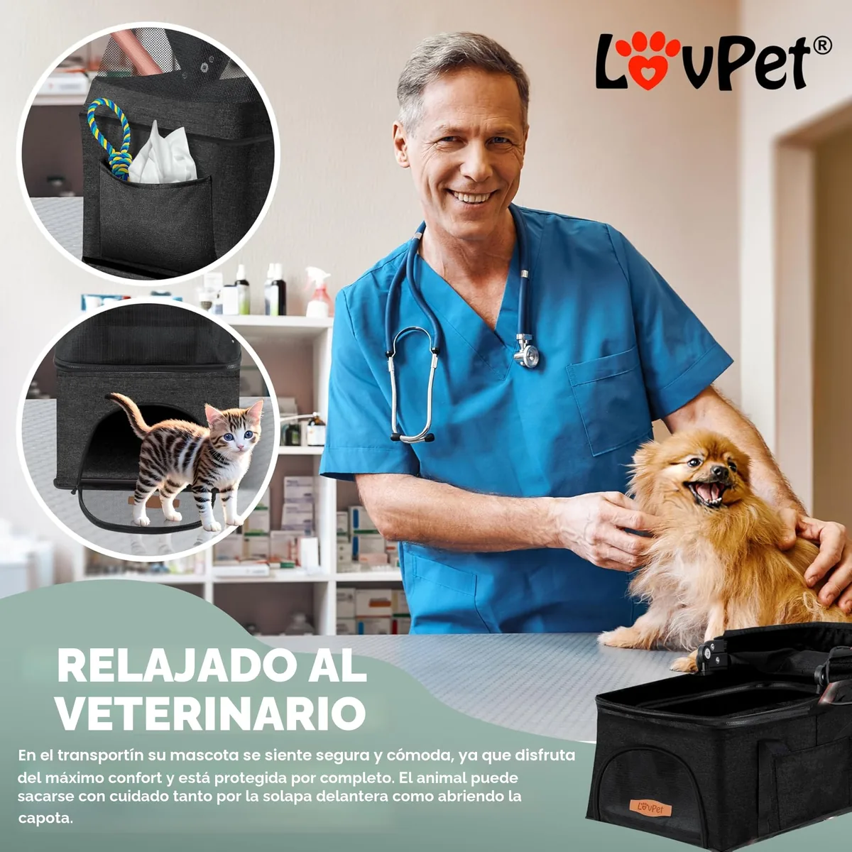 LOVPET Cochecito para perros 2 en 1 hasta 20 kg — imagen 5