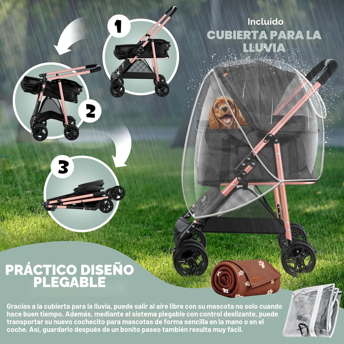LOVPET Cochecito para perros 2 en 1 hasta 20 kg — imagen 6