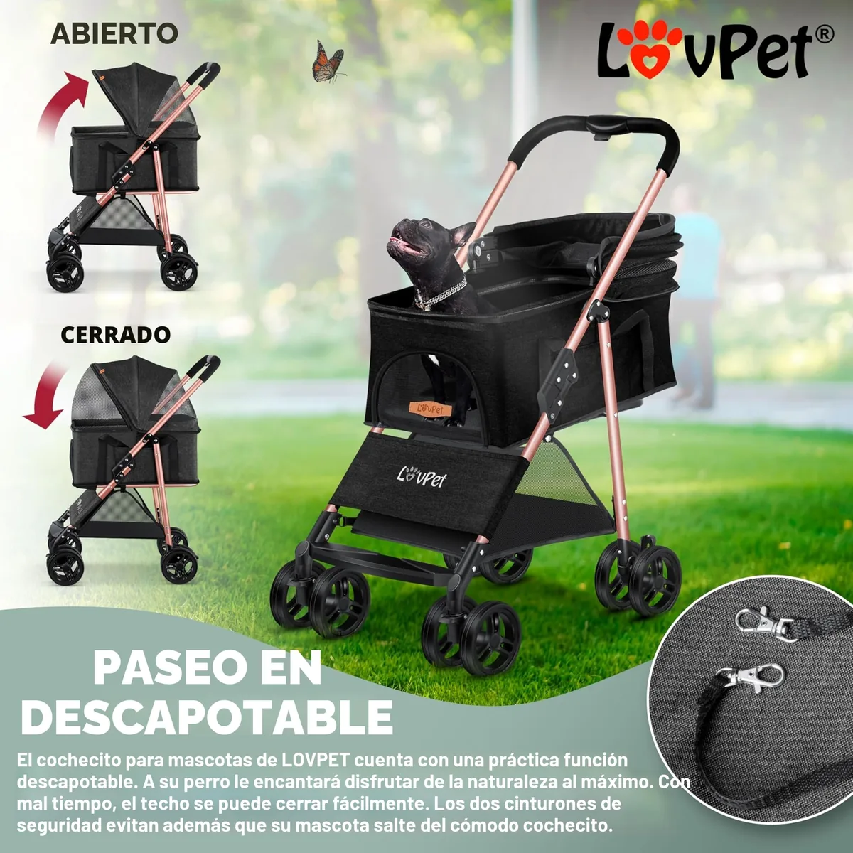 LOVPET Cochecito para perros 2 en 1 hasta 20 kg — imagen 8