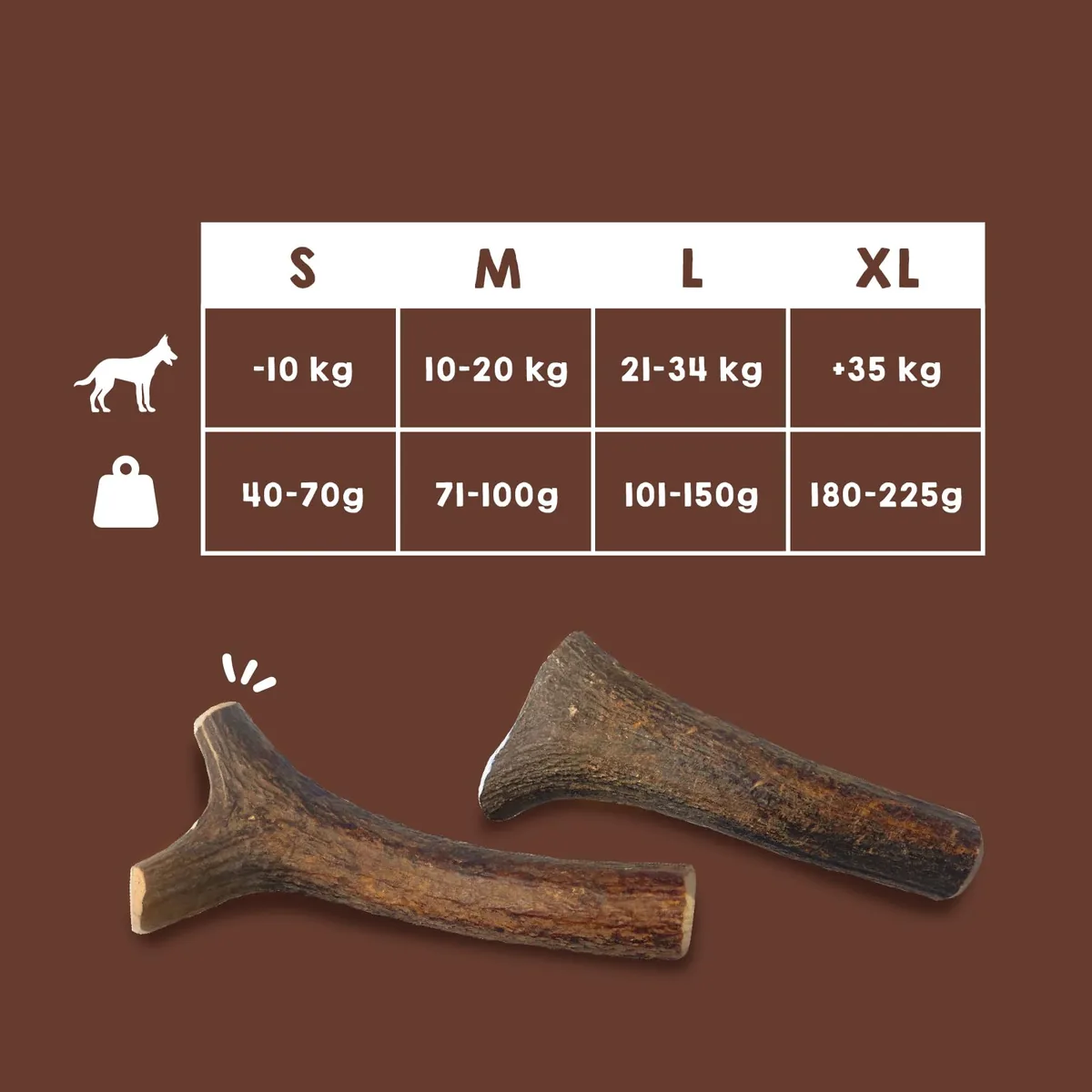 MAIKAI Asta de ciervo natural para morder (pack de 2, talla L) — imagen 4