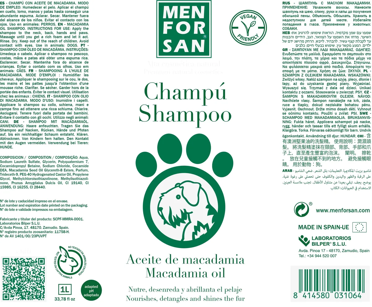 Menforsan Champú de aceite de macadamia (1 L) — imagen 2