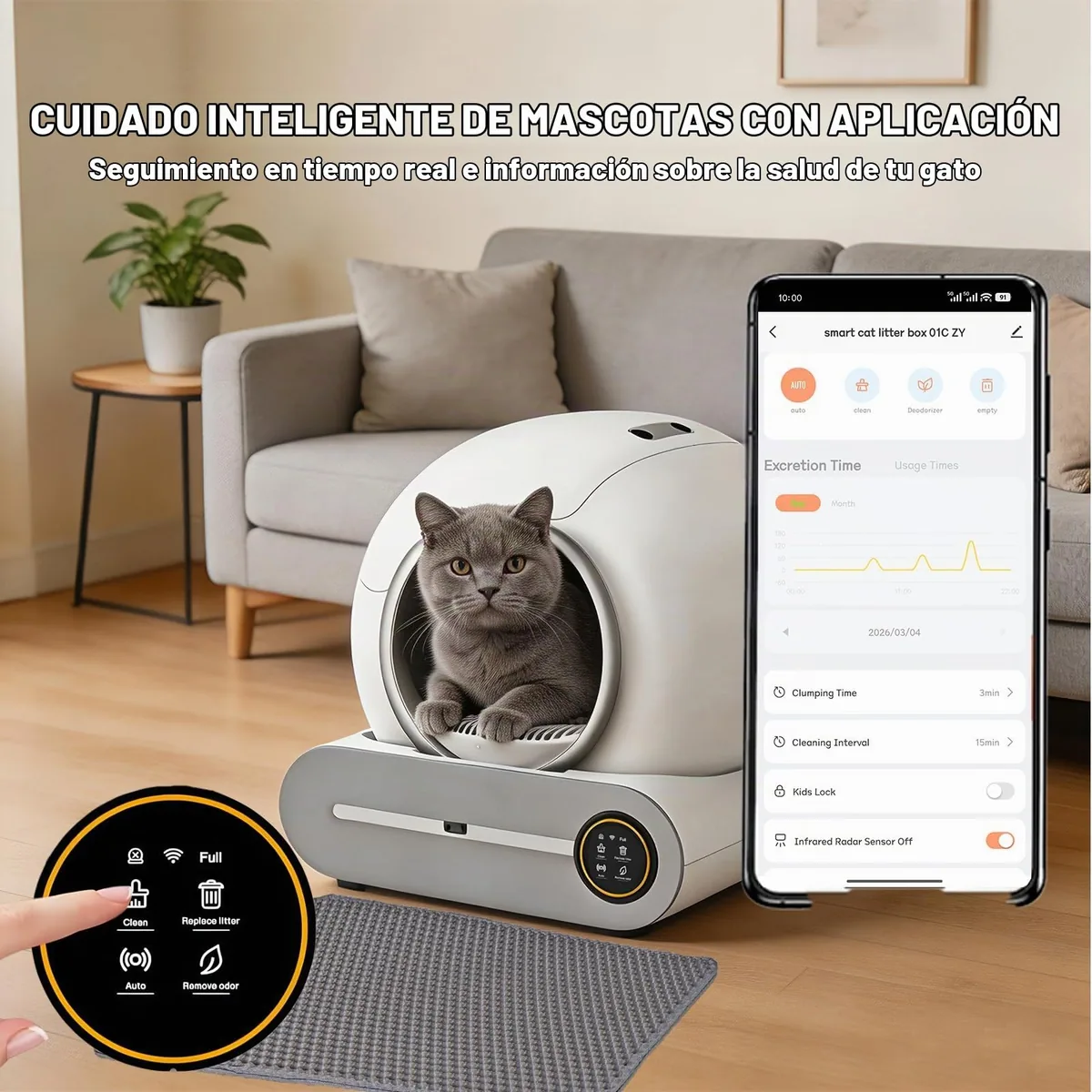 MewThink Arenero autolimpiable 65 L + 9 L — imagen 2