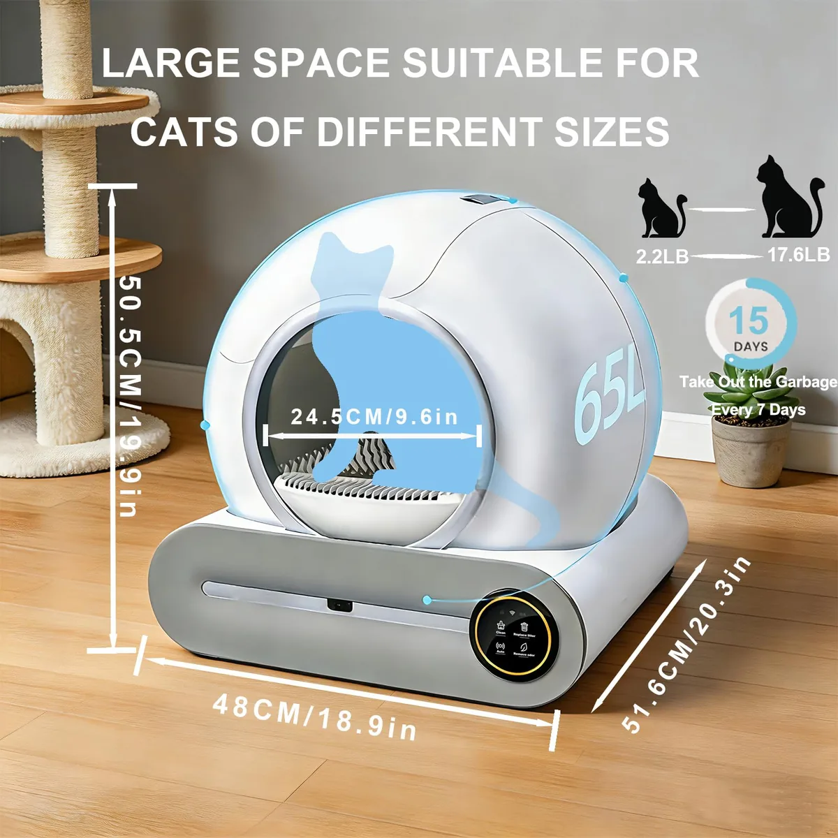 MewThink Arenero autolimpiable 65 L + 9 L — imagen 6