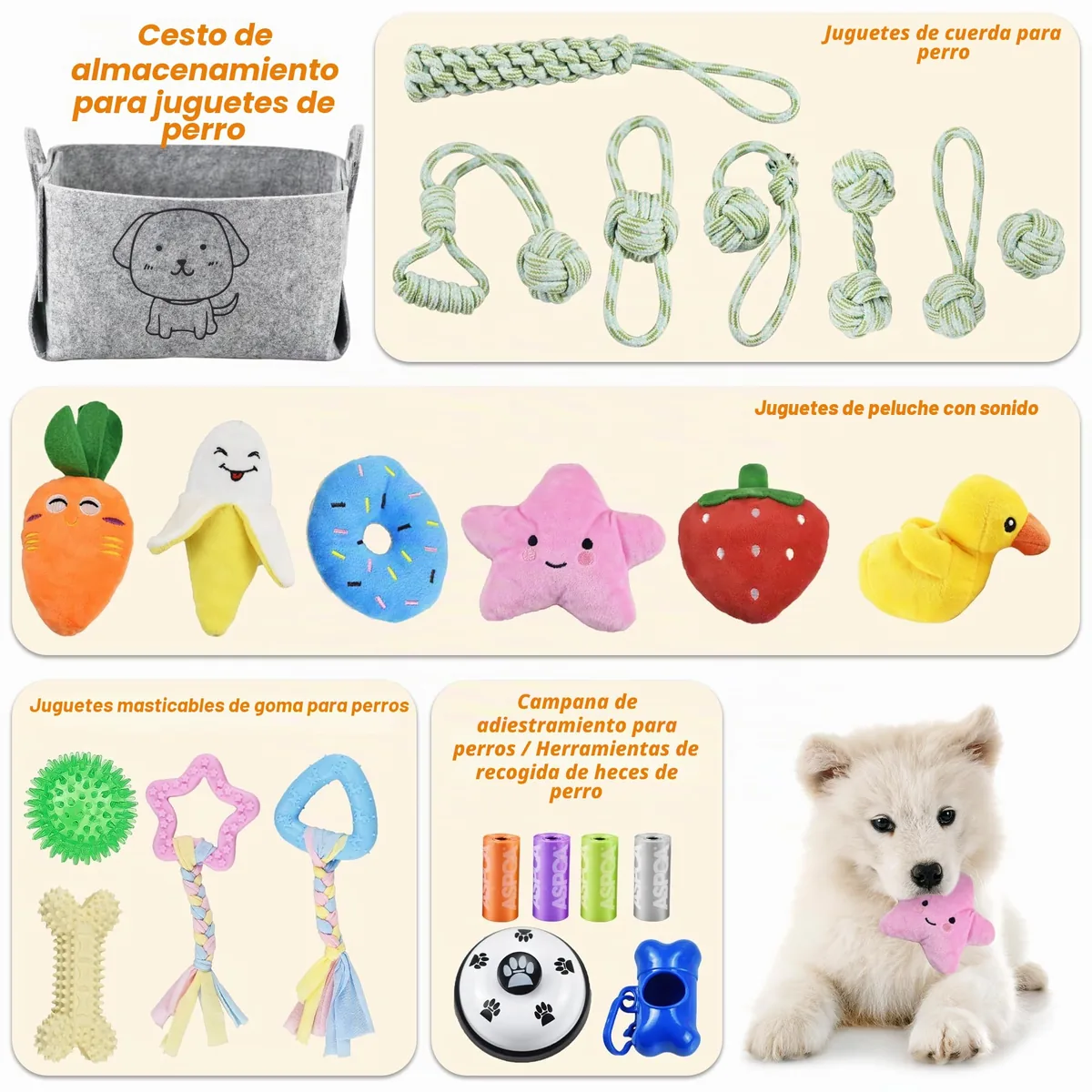 Set de 24 juguetes para cachorros con caja — imagen 2