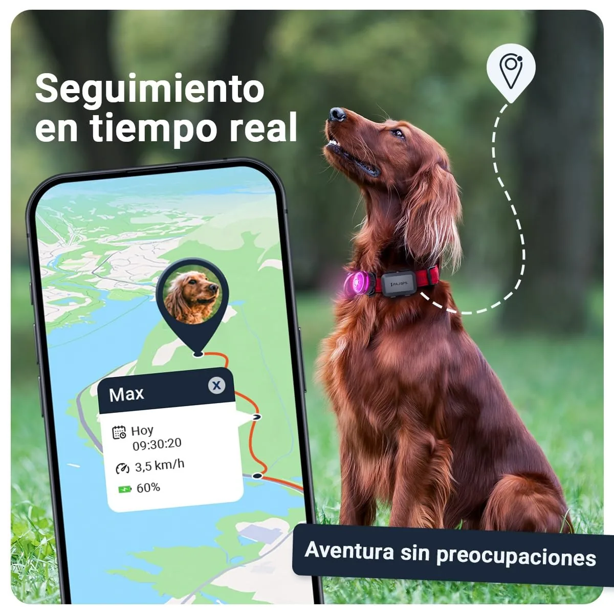 PAJ GPS Localizador para perros 4G con luz LED — imagen 2