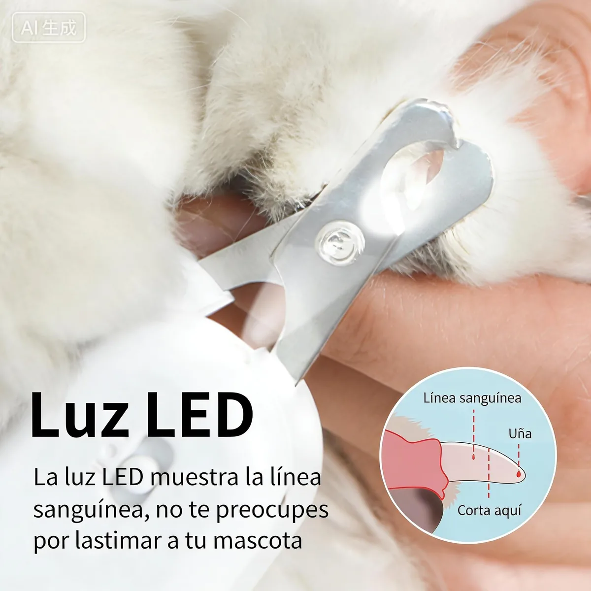 PAKEWAY Cortaúñas con luz LED y luz UV, recargable — imagen 2