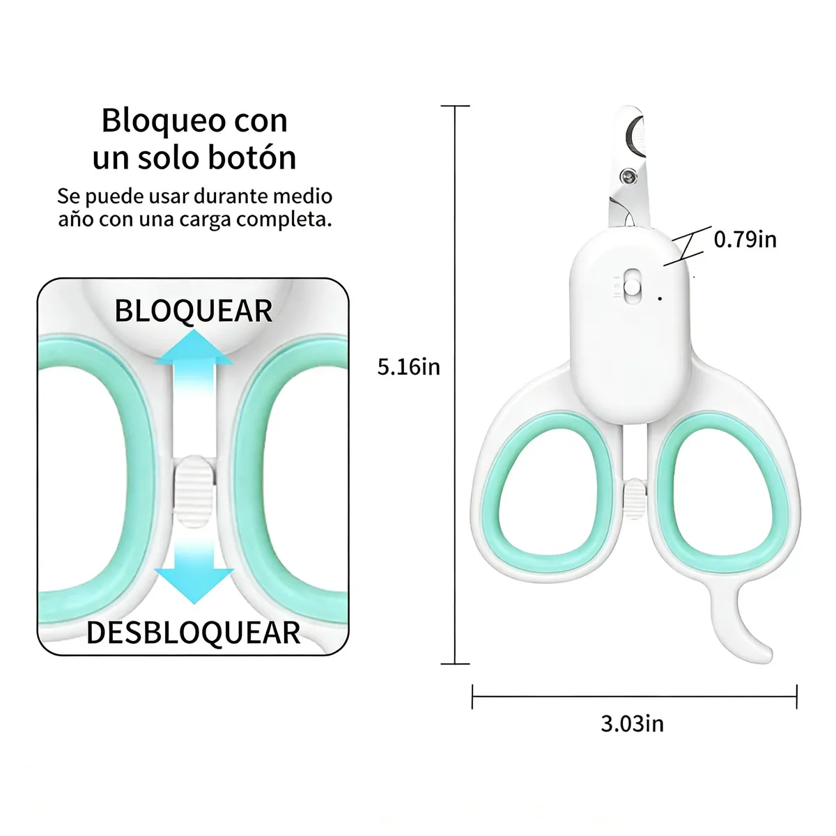 PAKEWAY Cortaúñas con luz LED y luz UV, recargable — imagen 5