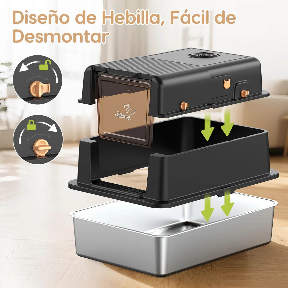 PalNests Arenero XXL de acero inoxidable (120 L) — imagen 3