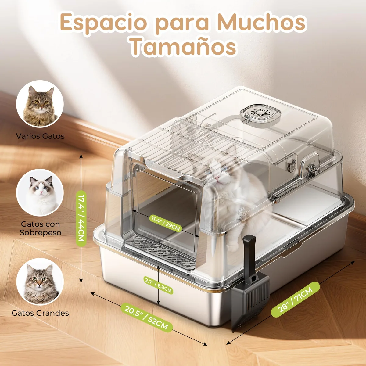 PalNests Arenero XXL de acero inoxidable (120 L) — imagen 6