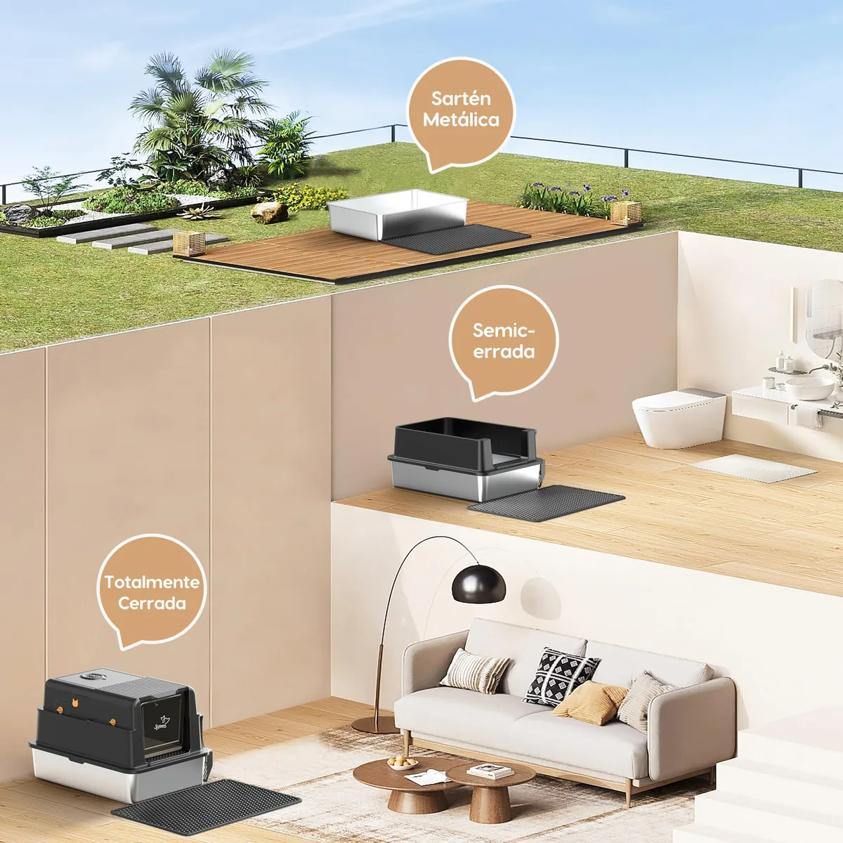 PalNests Arenero XXL de acero inoxidable (120 L) — imagen 7