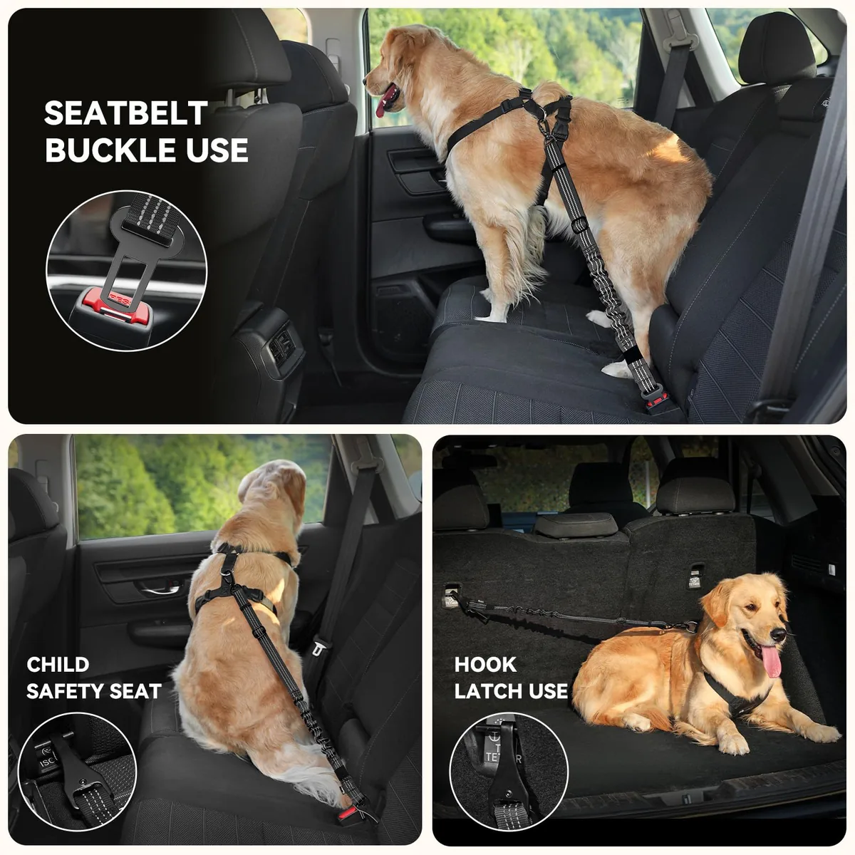 Pawaboo Arnés de coche para perro con correa de conector — imagen 4