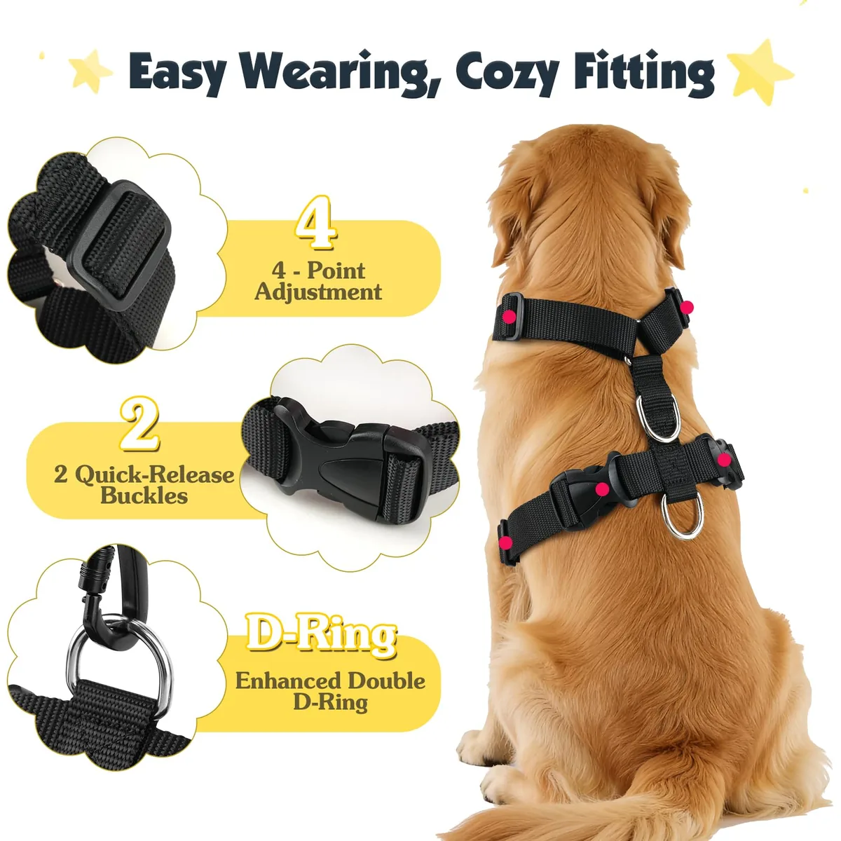Pawaboo Arnés de coche para perro con correa de conector — imagen 5