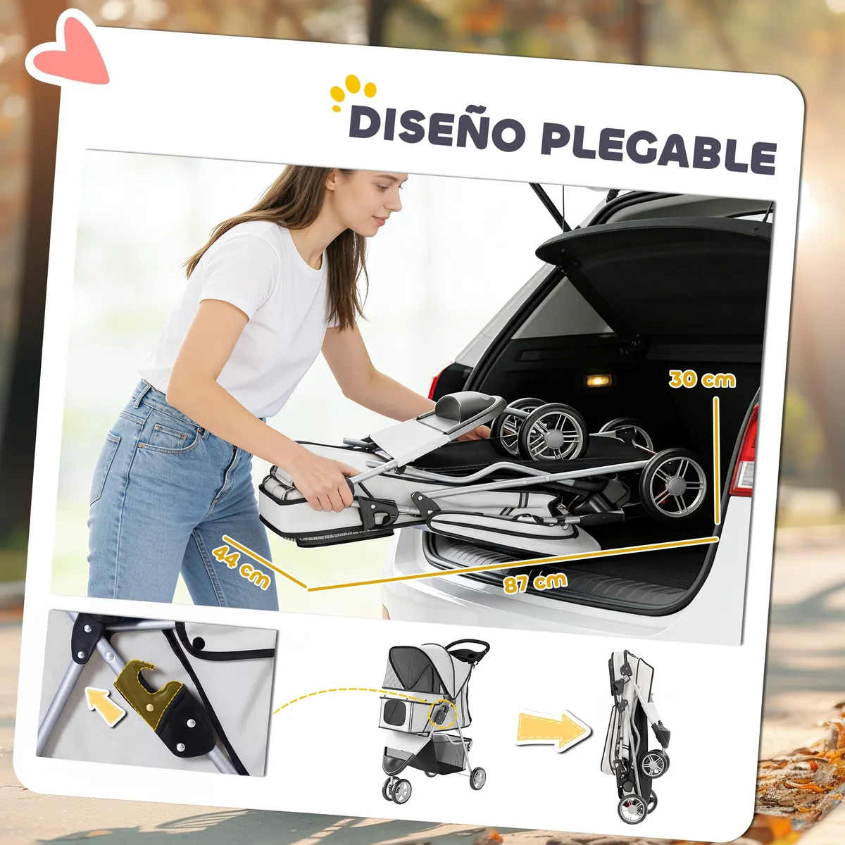 PawHut Cochecito plegable para mascotas hasta 15 kg — imagen 5