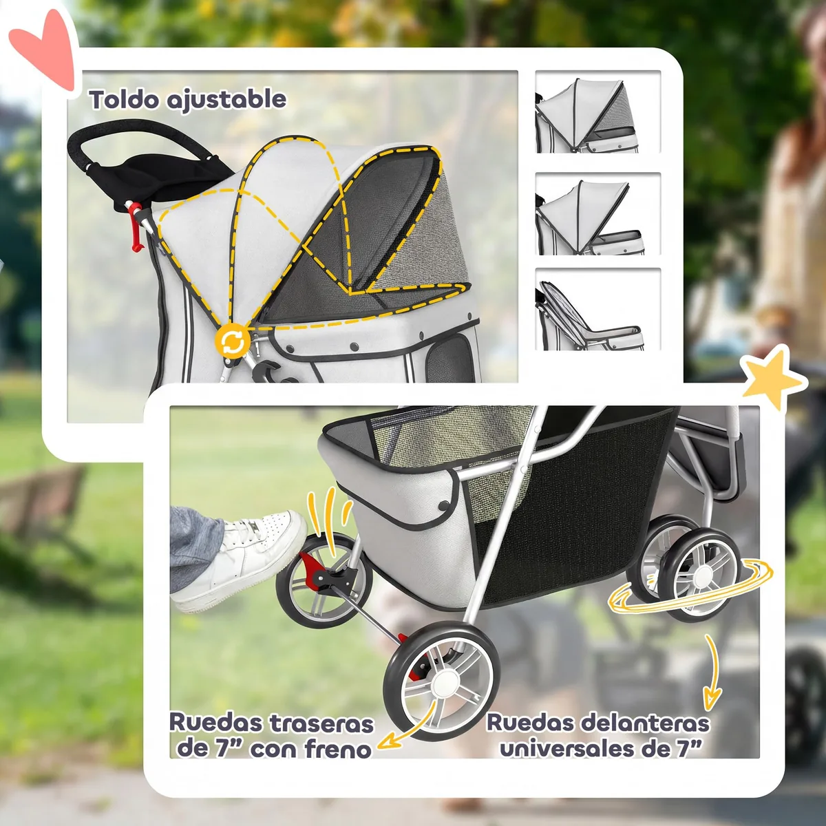 PawHut Cochecito plegable para mascotas hasta 15 kg — imagen 6