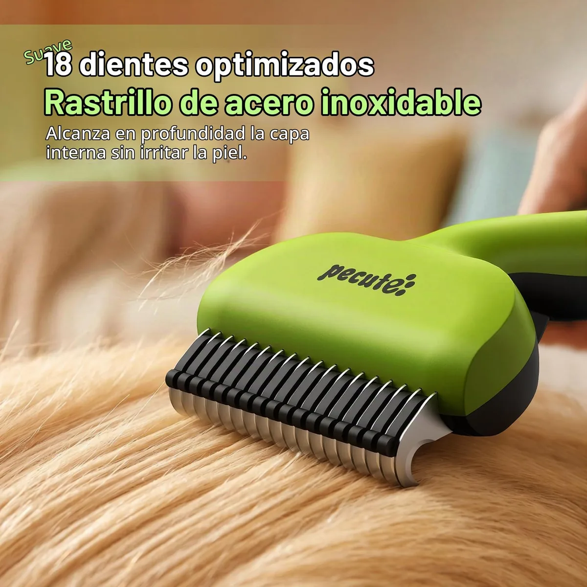 pecute Rastrillo deslanador para subpelo con autolimpieza — imagen 4