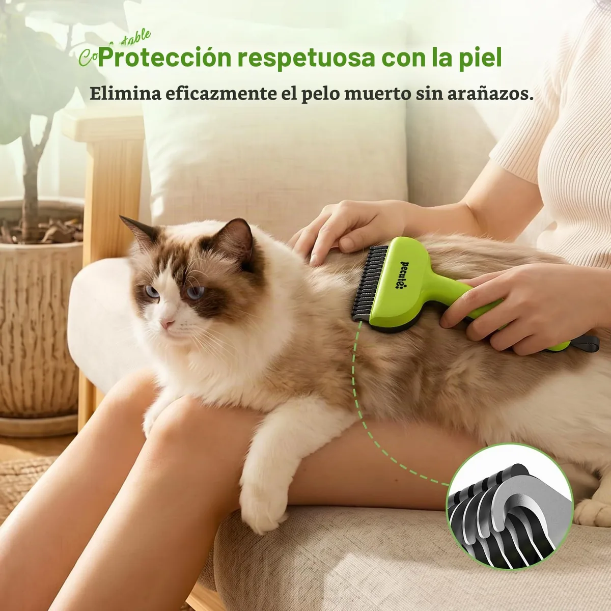 pecute Rastrillo deslanador para subpelo con autolimpieza — imagen 5