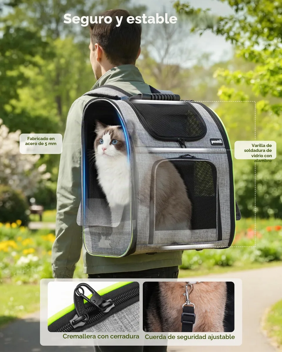 Pecute Mochila transportín XL para gatos de 6 a 8 kg — imagen 5