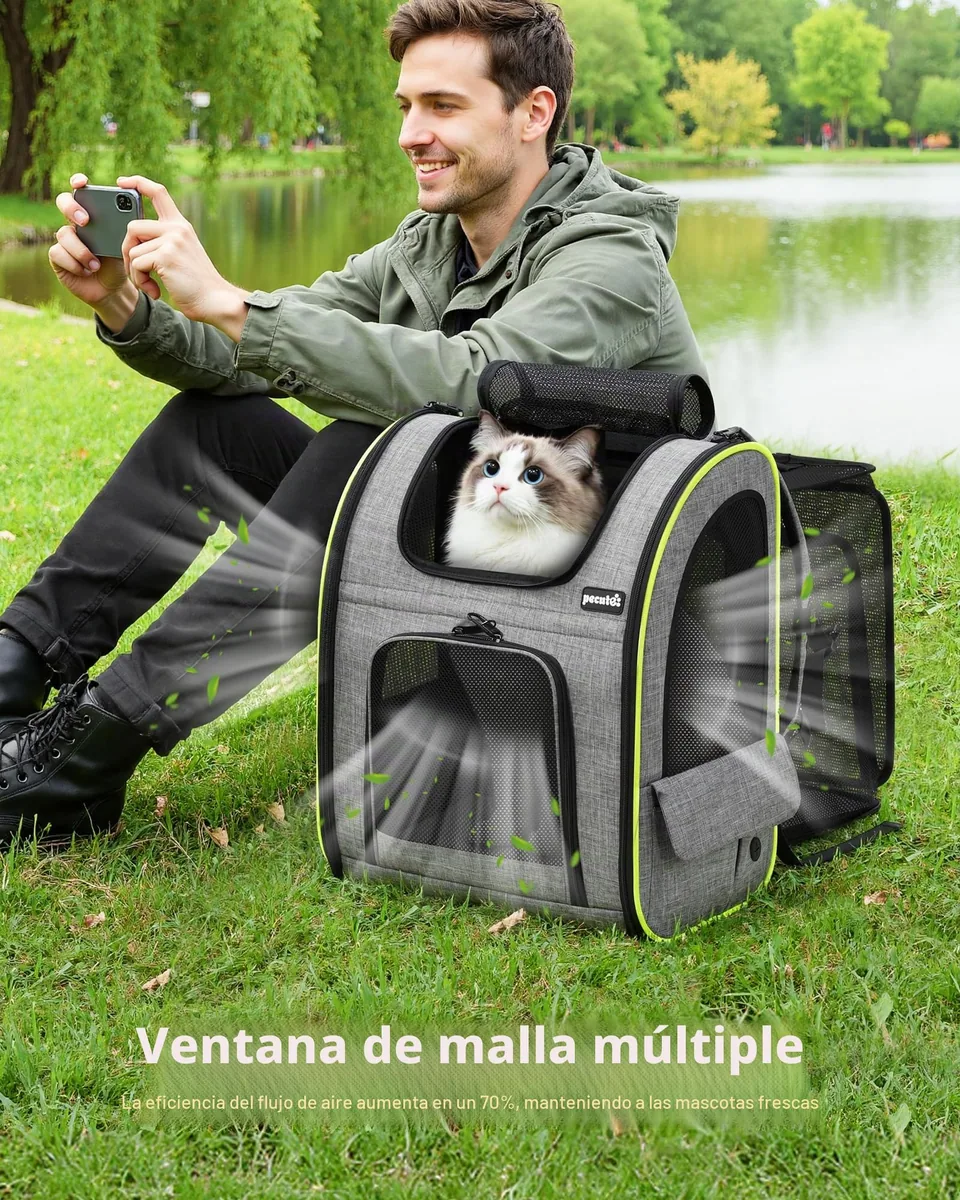 Pecute Mochila transportín XL para gatos de 6 a 8 kg — imagen 7