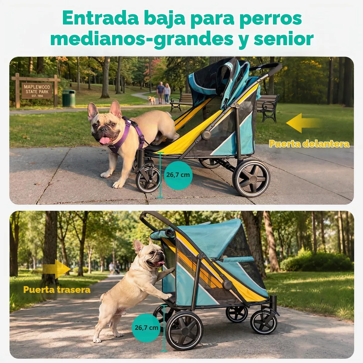 Petbobi Cochecito todoterreno para perros grandes hasta 36 kg — imagen 3