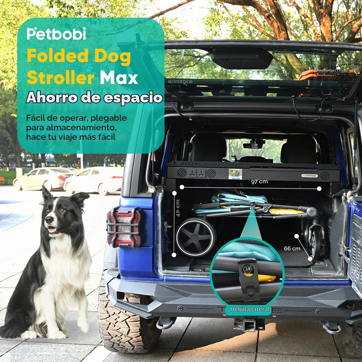 Petbobi Cochecito todoterreno para perros grandes hasta 36 kg — imagen 6