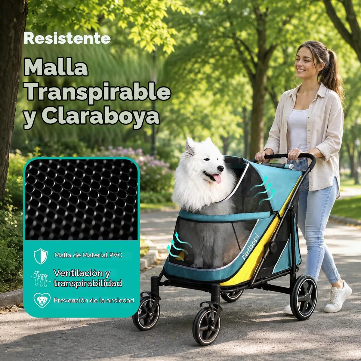 Petbobi Cochecito todoterreno para perros grandes hasta 36 kg — imagen 7