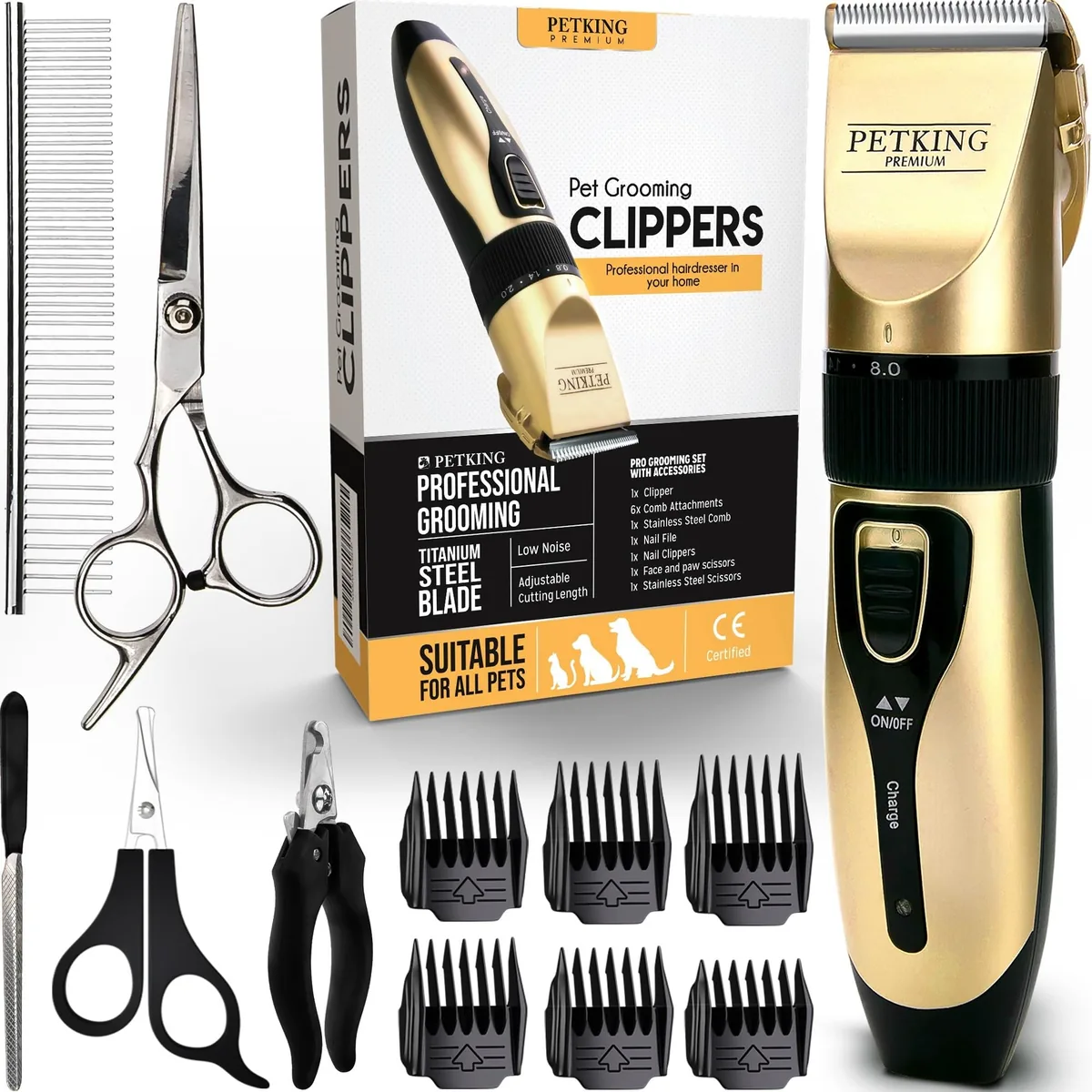 PetKing Premium Kit de aseo (cortapelos + accesorios)