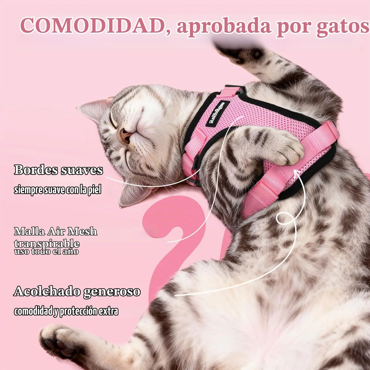 rabbitgoo Arnés para gatos antiescape con correa 150 cm — imagen 4
