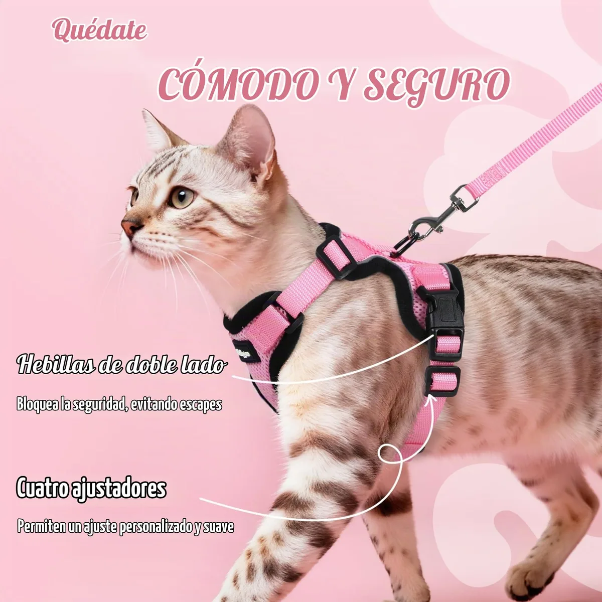 rabbitgoo Arnés para gatos antiescape con correa 150 cm — imagen 6