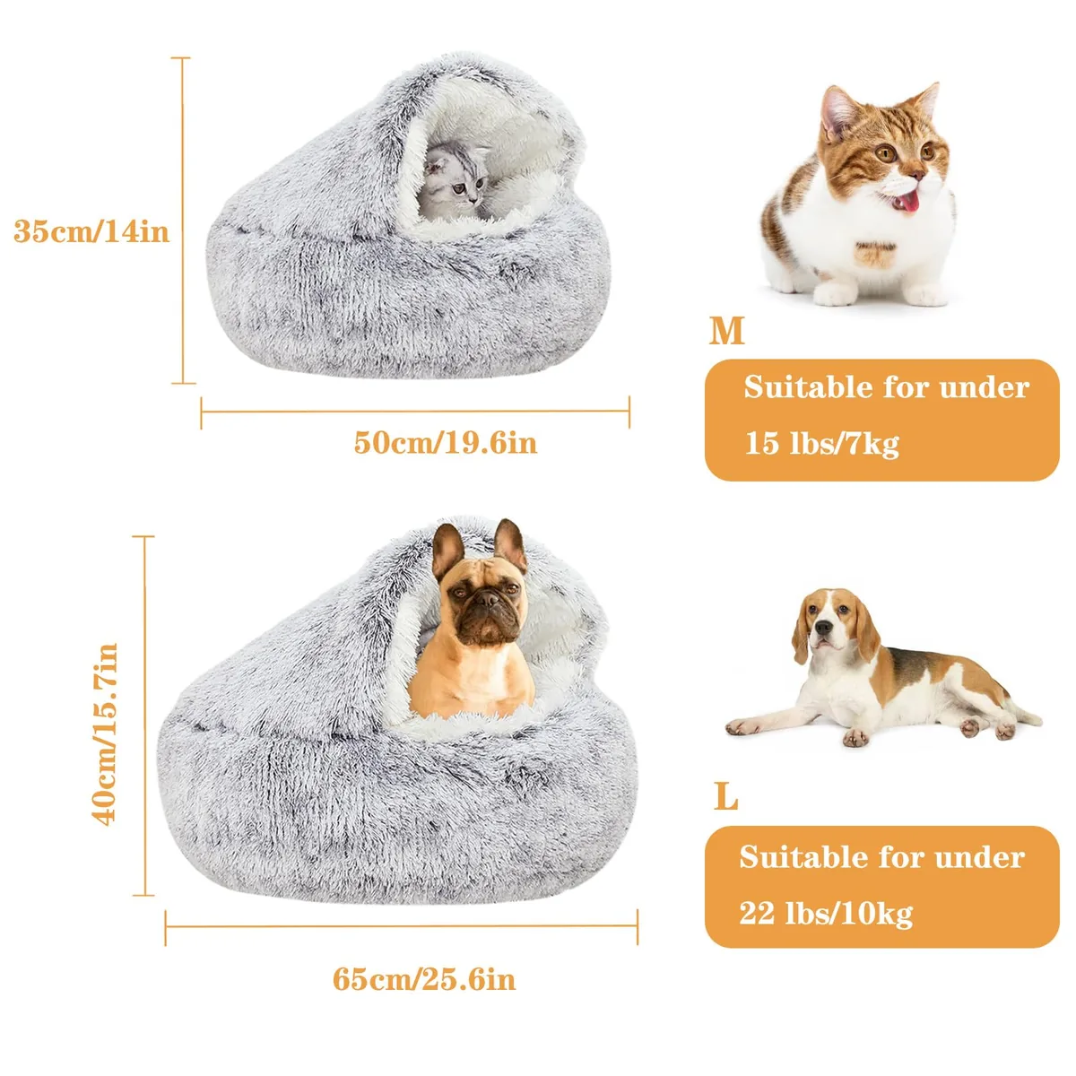 SUOXU Cama dónut 2 en 1 con techo 65 cm — imagen 3