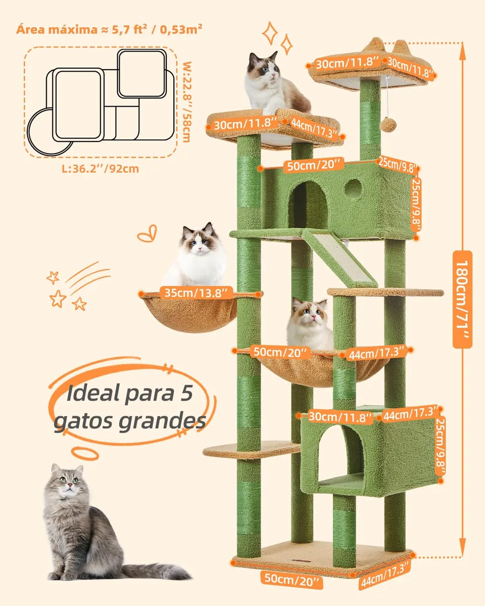 Taoqimiao Árbol grande 180 cm (5-8 gatos) — imagen 3
