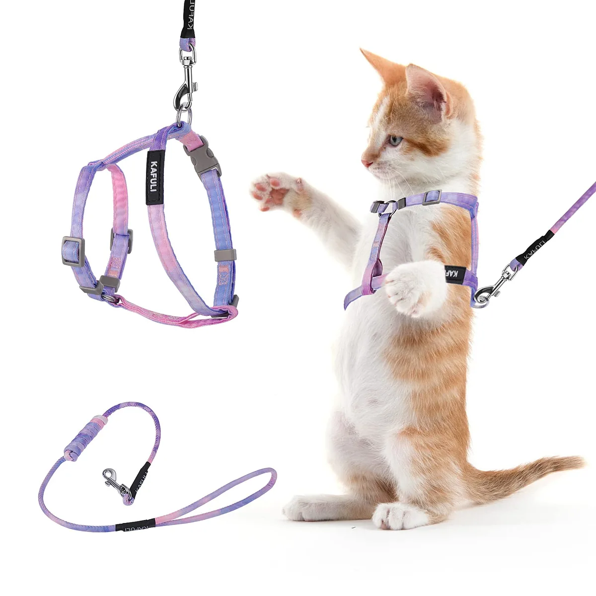 TIESOME Juego arnés + correa + collar para gatos
