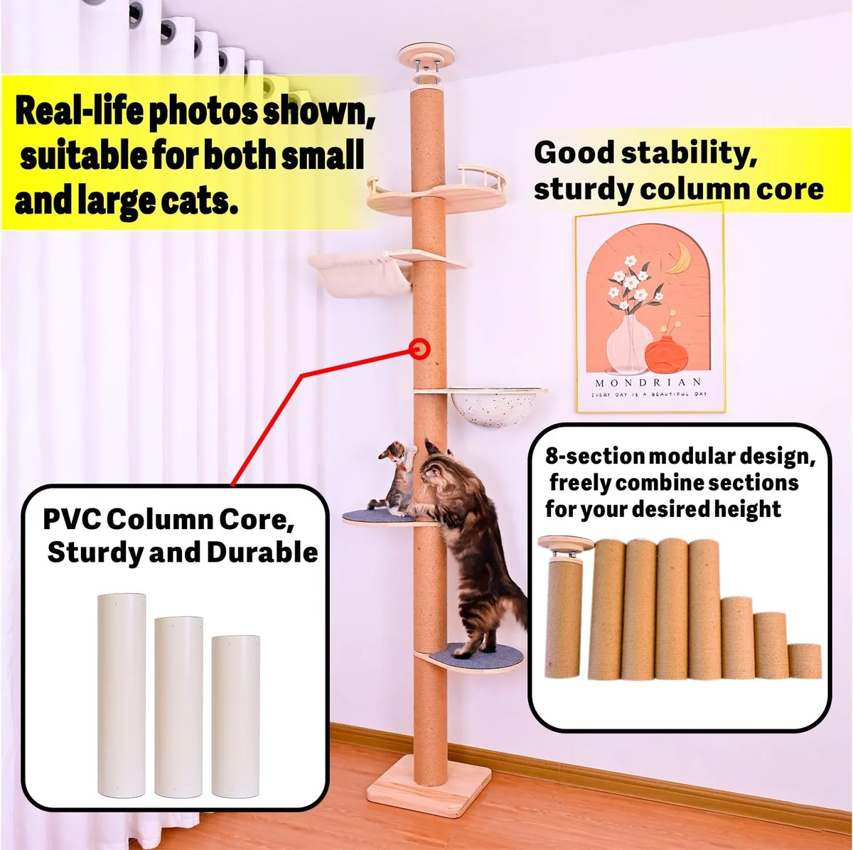 TQEW Árbol de piso a techo ajustable (127-305 cm) — imagen 3