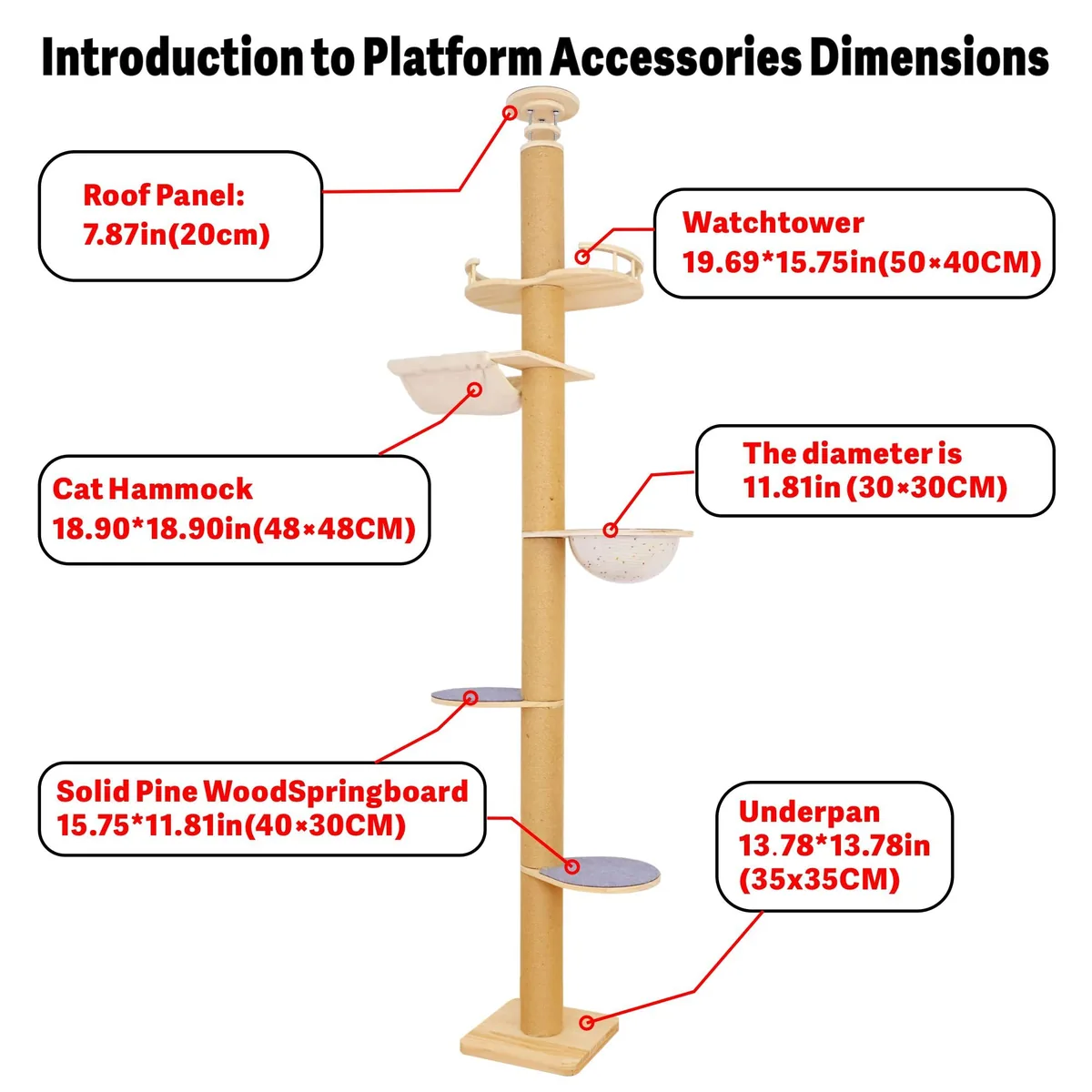 TQEW Árbol de piso a techo ajustable (127-305 cm) — imagen 4