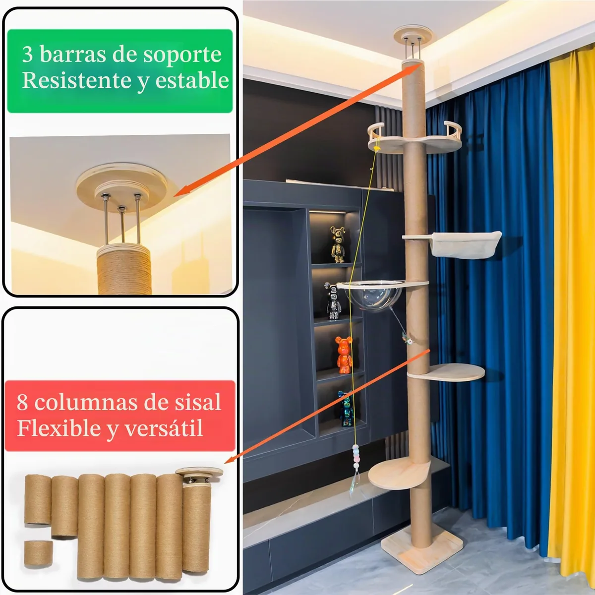 TQEW Árbol de piso a techo ajustable (127-305 cm) — imagen 6