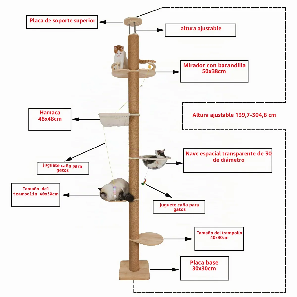 TQEW Árbol de piso a techo ajustable (127-305 cm) — imagen 8