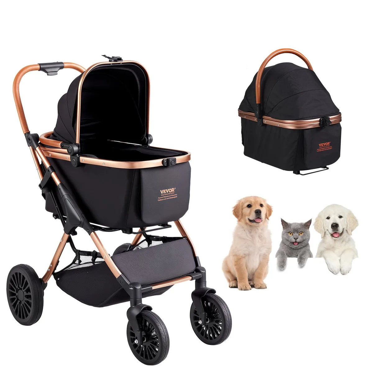 VEVOR Cochecito con capazo desmontable hasta 30 kg