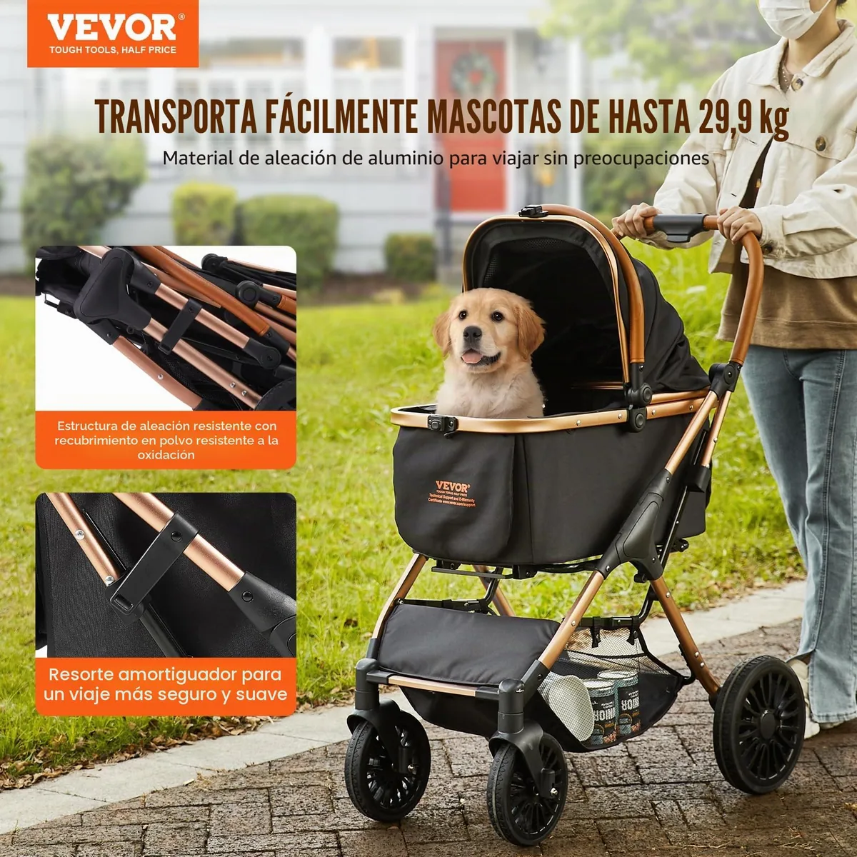 VEVOR Cochecito con capazo desmontable hasta 30 kg — imagen 2