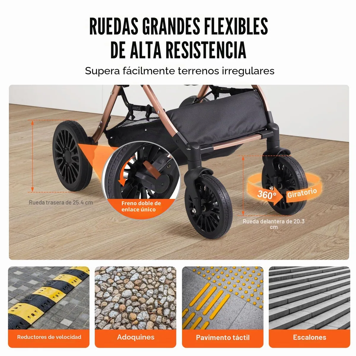VEVOR Cochecito con capazo desmontable hasta 30 kg — imagen 3