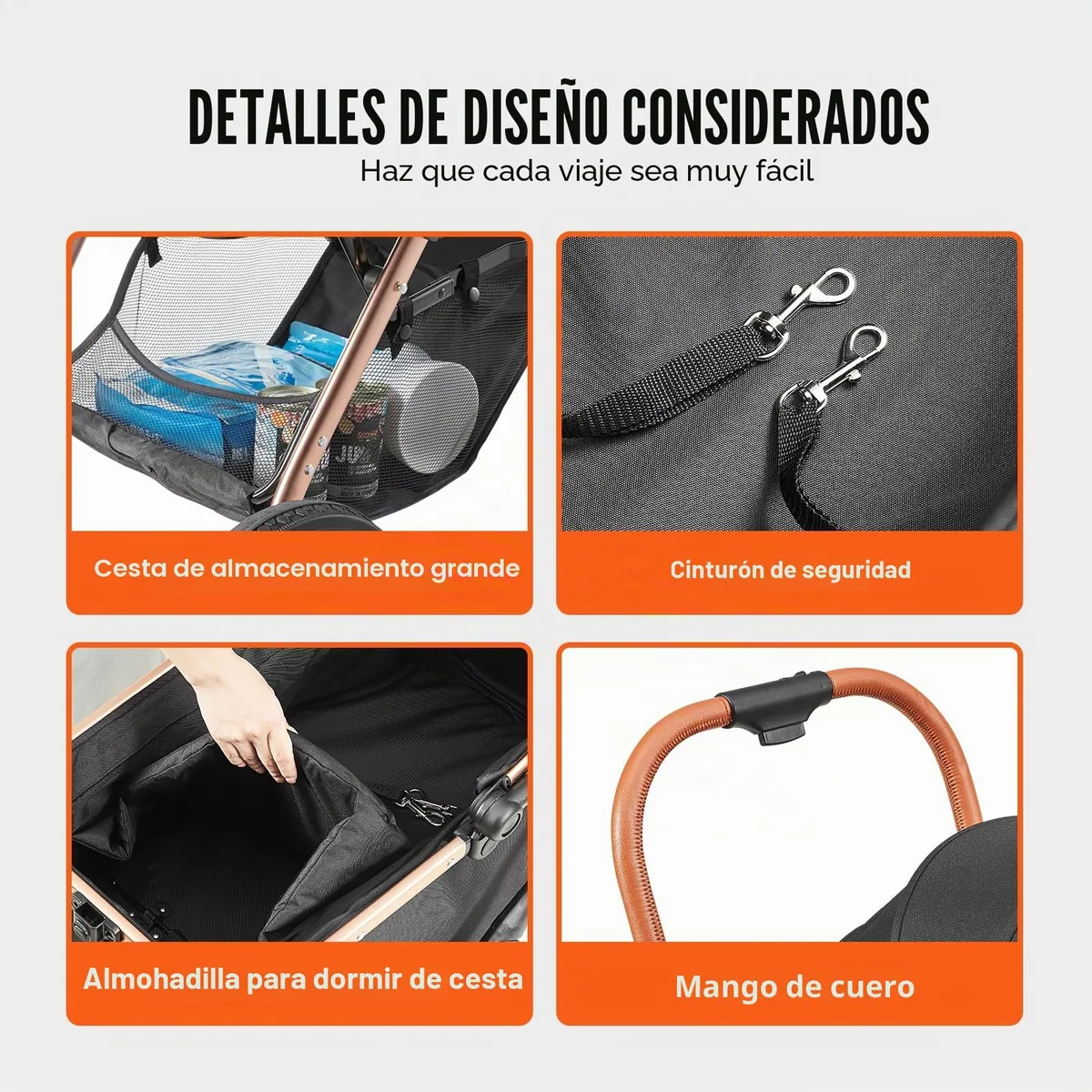 VEVOR Cochecito con capazo desmontable hasta 30 kg — imagen 8