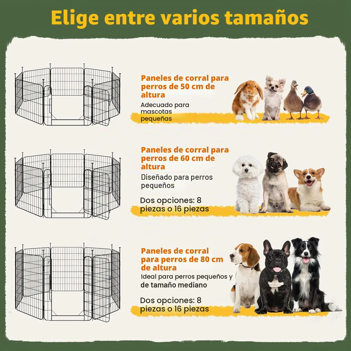 Yaheetech Parque metálico de 8 paneles (60 x 50 cm) — imagen 8